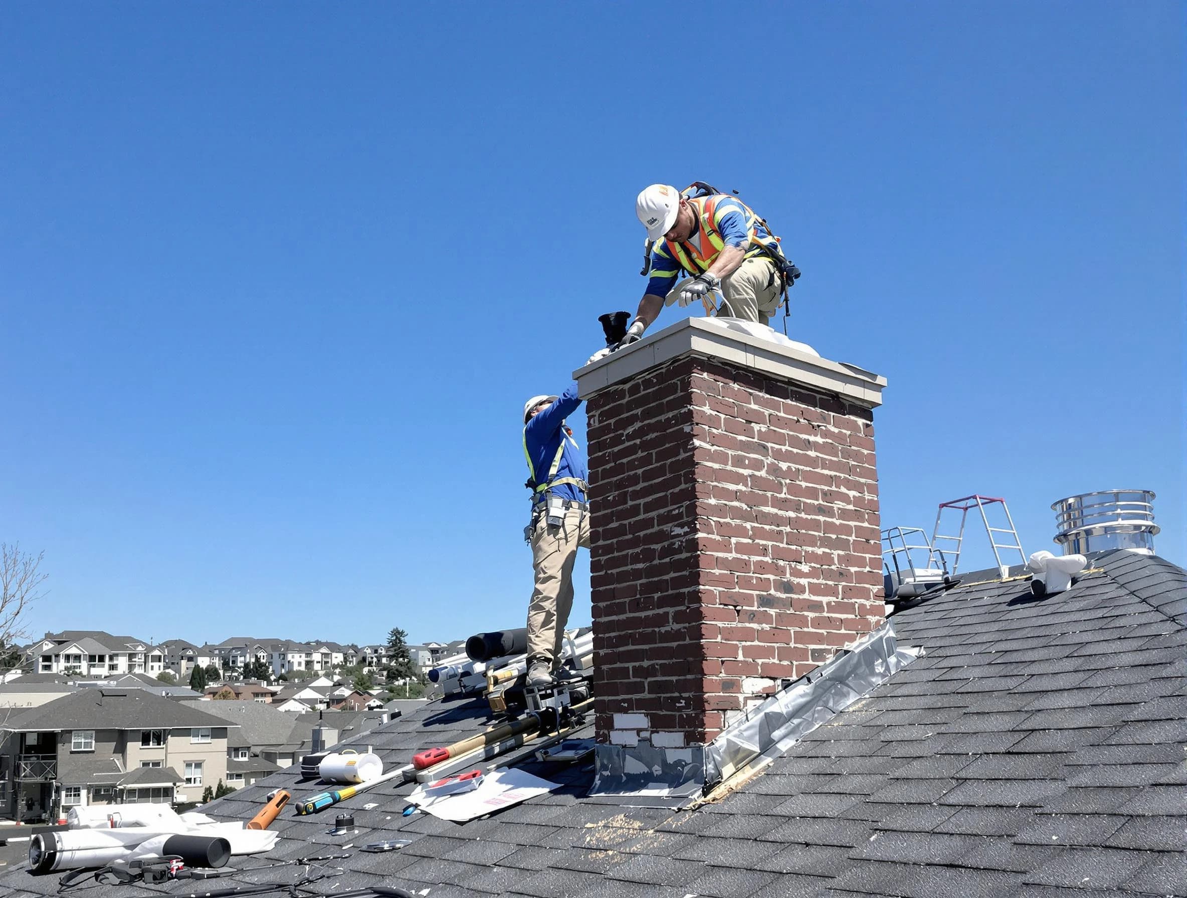 Dacono Chimney Sweep repairing a chimney crown in Dacono, CO