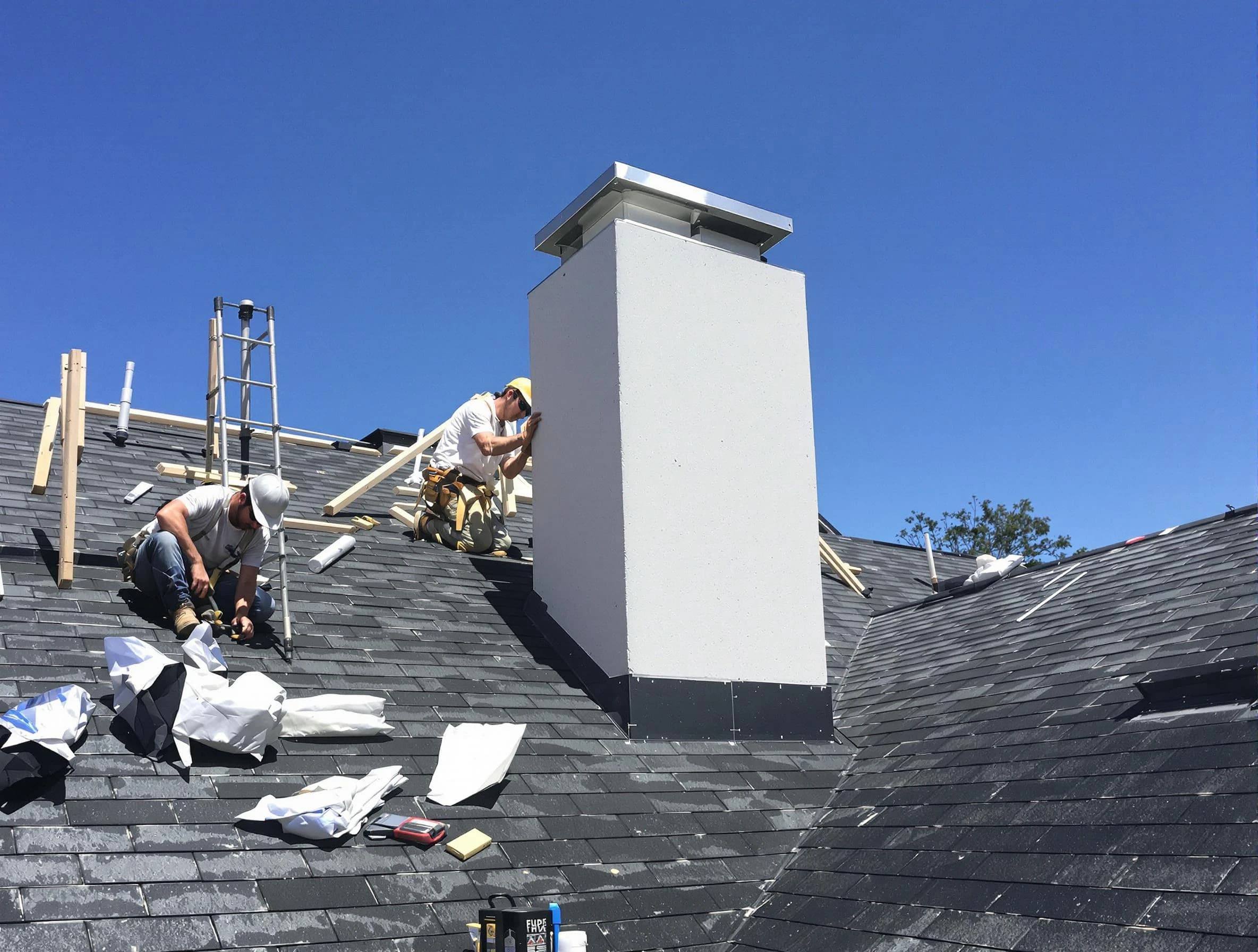 Dacono Chimney Sweep crew installing a new chimney in Dacono, CO
