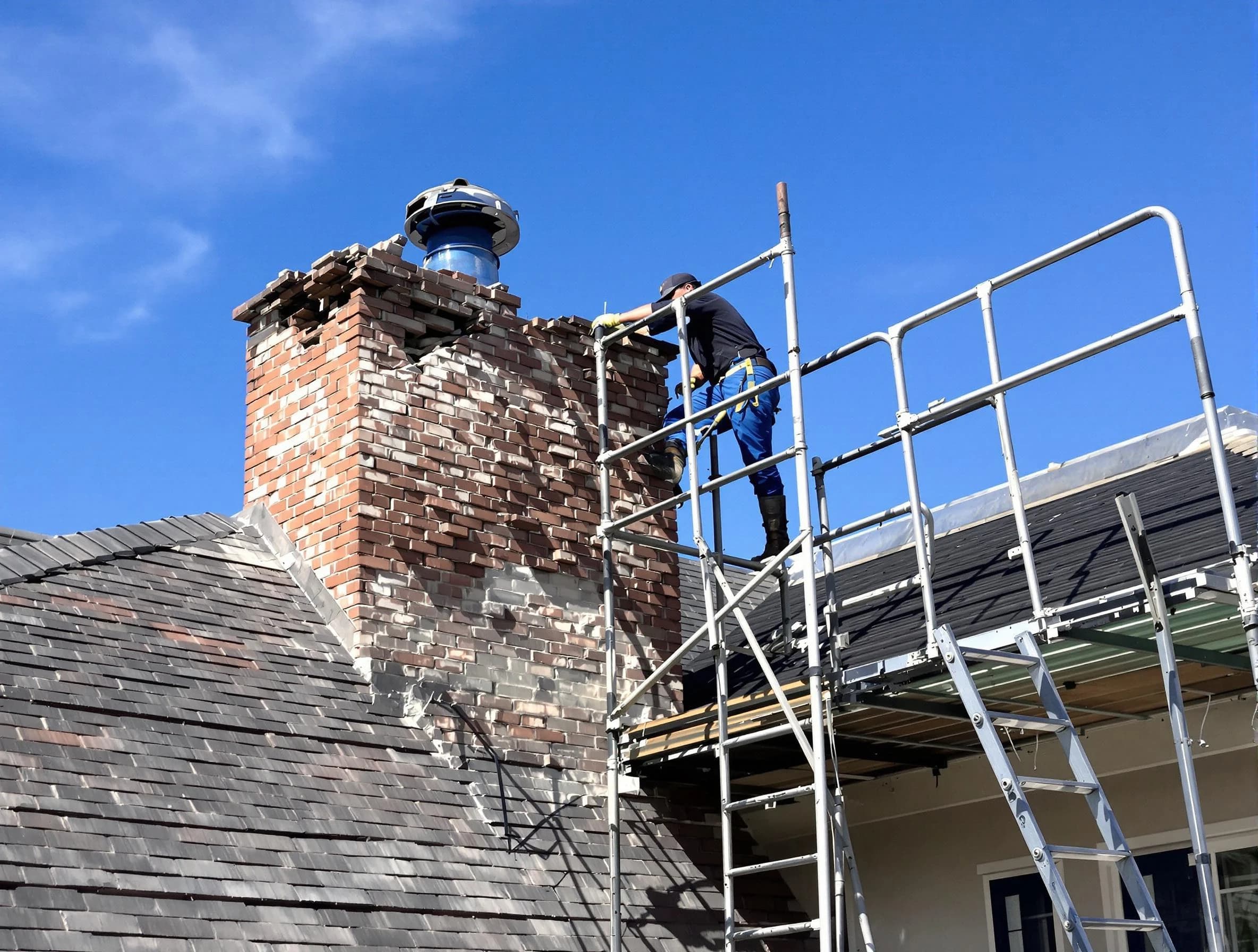 Rebuilding a chimney structure by Dacono Chimney Sweep in Dacono, CO