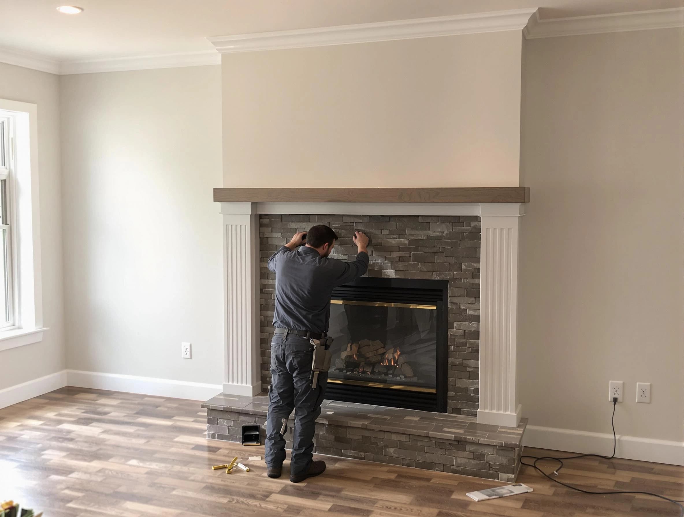 Dacono Chimney Sweep finishing a custom fireplace install in Dacono, CO