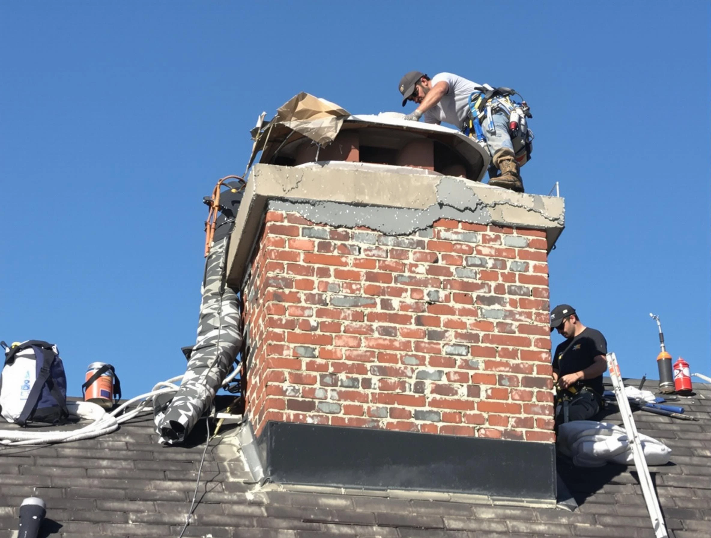 Dacono Chimney Sweep installing a custom chimney crown in Dacono, CO