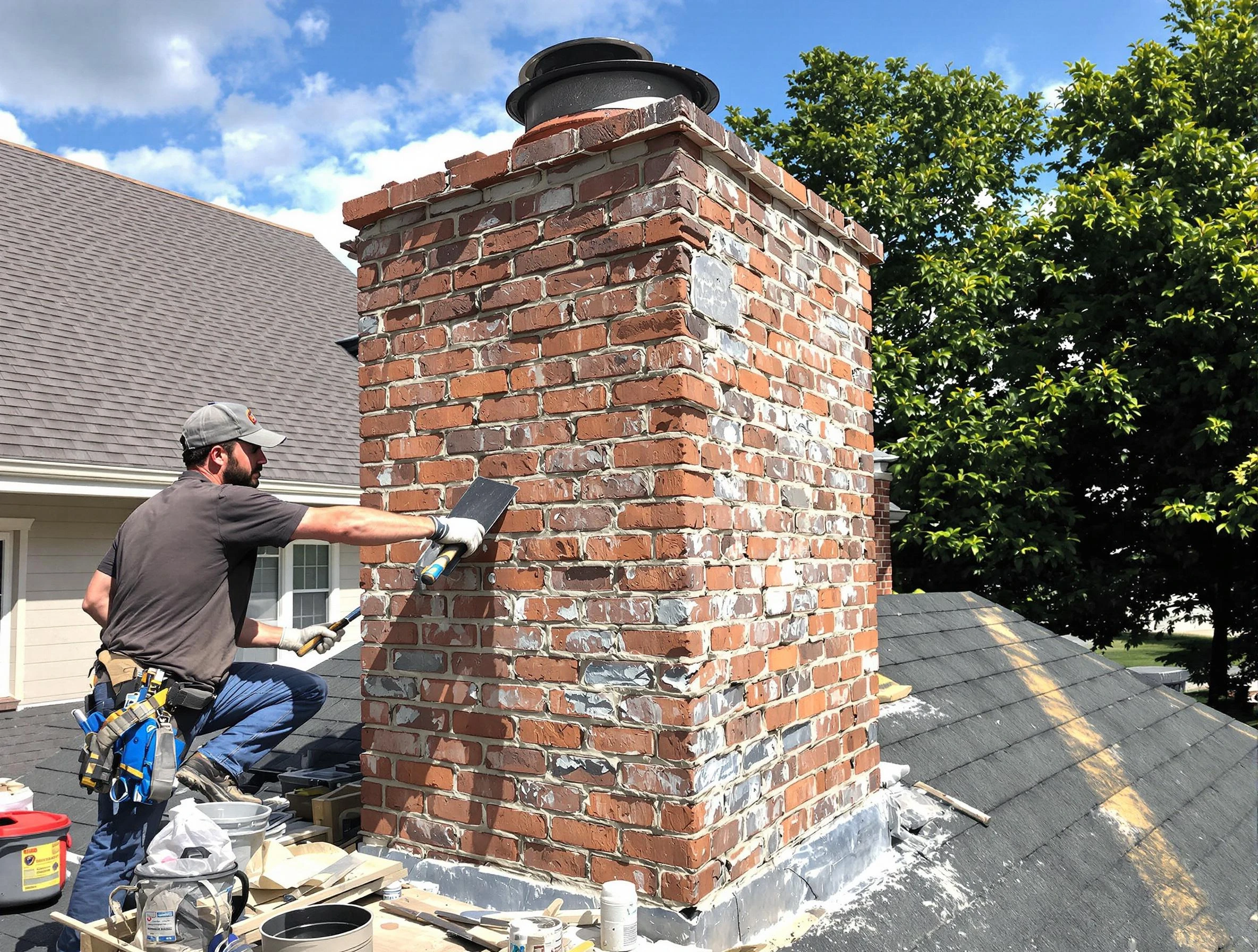 Completed chimney rebuild by Dacono Chimney Sweep in Dacono, CO