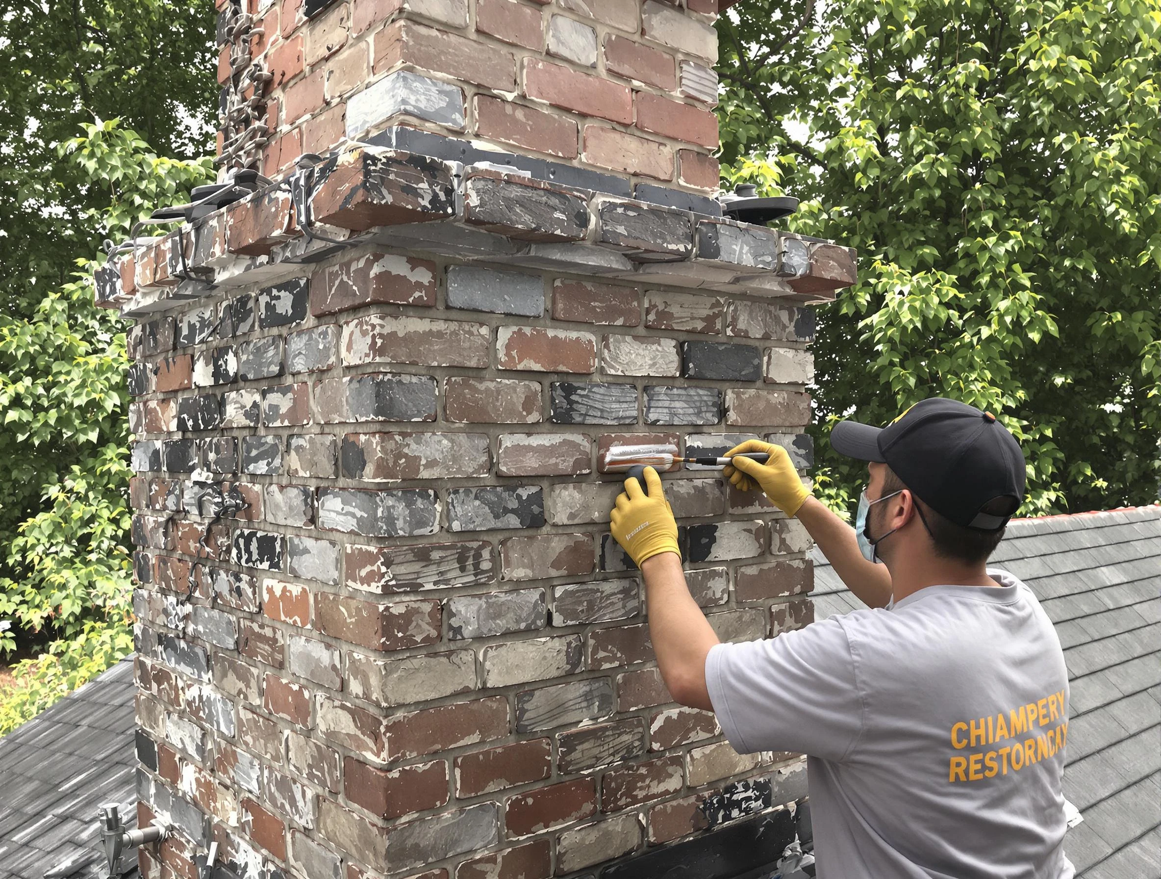 In-progress chimney restoration by Dacono Chimney Sweep in Dacono, CO